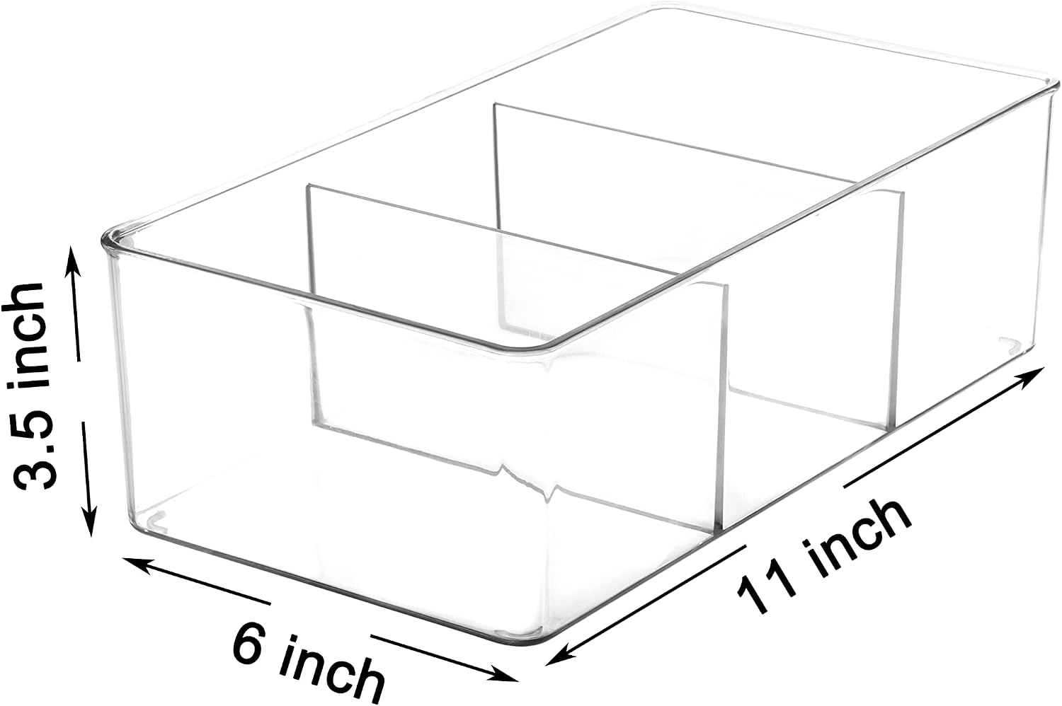 Youngever 2 Pack Hard Plastic Packet Storage Organiser, 3 Divided Sections Pantry Organizer, Holder for Snacks Soups - Image 3