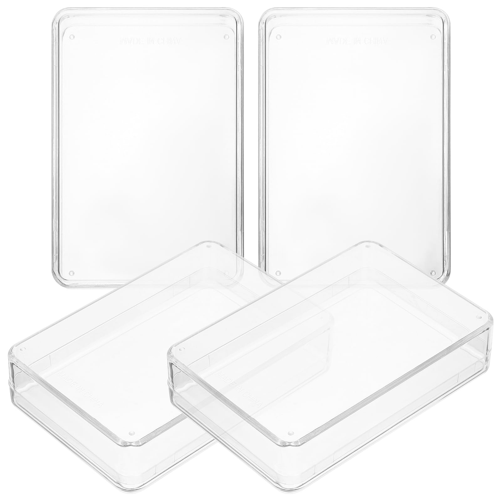 Toyvian Clear Acrylic Poker Box: 4pcs Playing Card Boxes Plastic Gaming Holder Photo Storage Containers Card Storage Organizer Deck Storage for Bank Cards Business Cards
