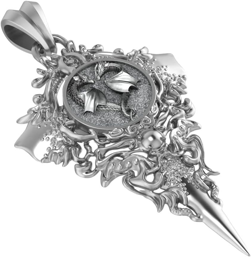 925 Sterling Silver Couple Dragon Heart Pendant Biker Animal Viking Jewelry