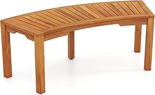 8 Cozy Fire Pit Seating Ideas for Large Groups 17 Tangkula Outdoor Curved Bench, Acacia Wood Fire Pit Bench w/Slatted Seat...
