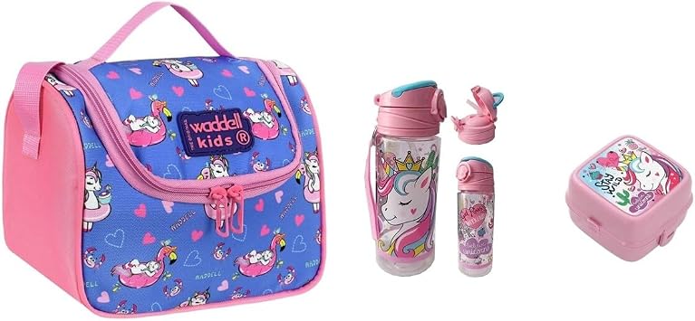 Waddell Unicorn Desenli Termal Beslenme  antas , K z  ocuk, Pembe/Mavi