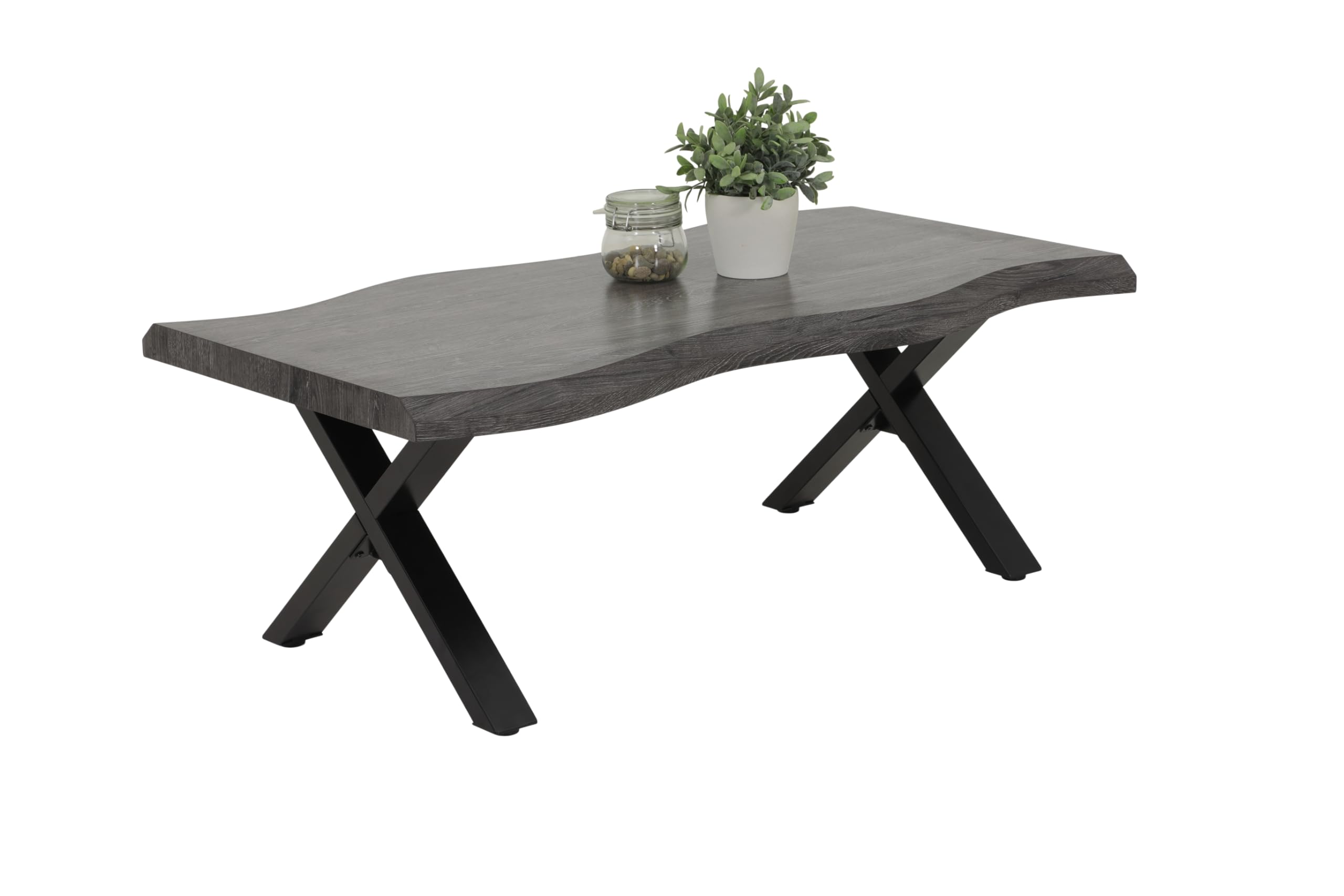 Apollo GERD Boomkantentafel, salontafel X-frame, houtmateriaal, acaciagrijs, 110 x 60 cm Apollo GERD Boomkantentafel, salontafel X-frame, houtmateriaal, acaciagrijs, 110 x 60 cm