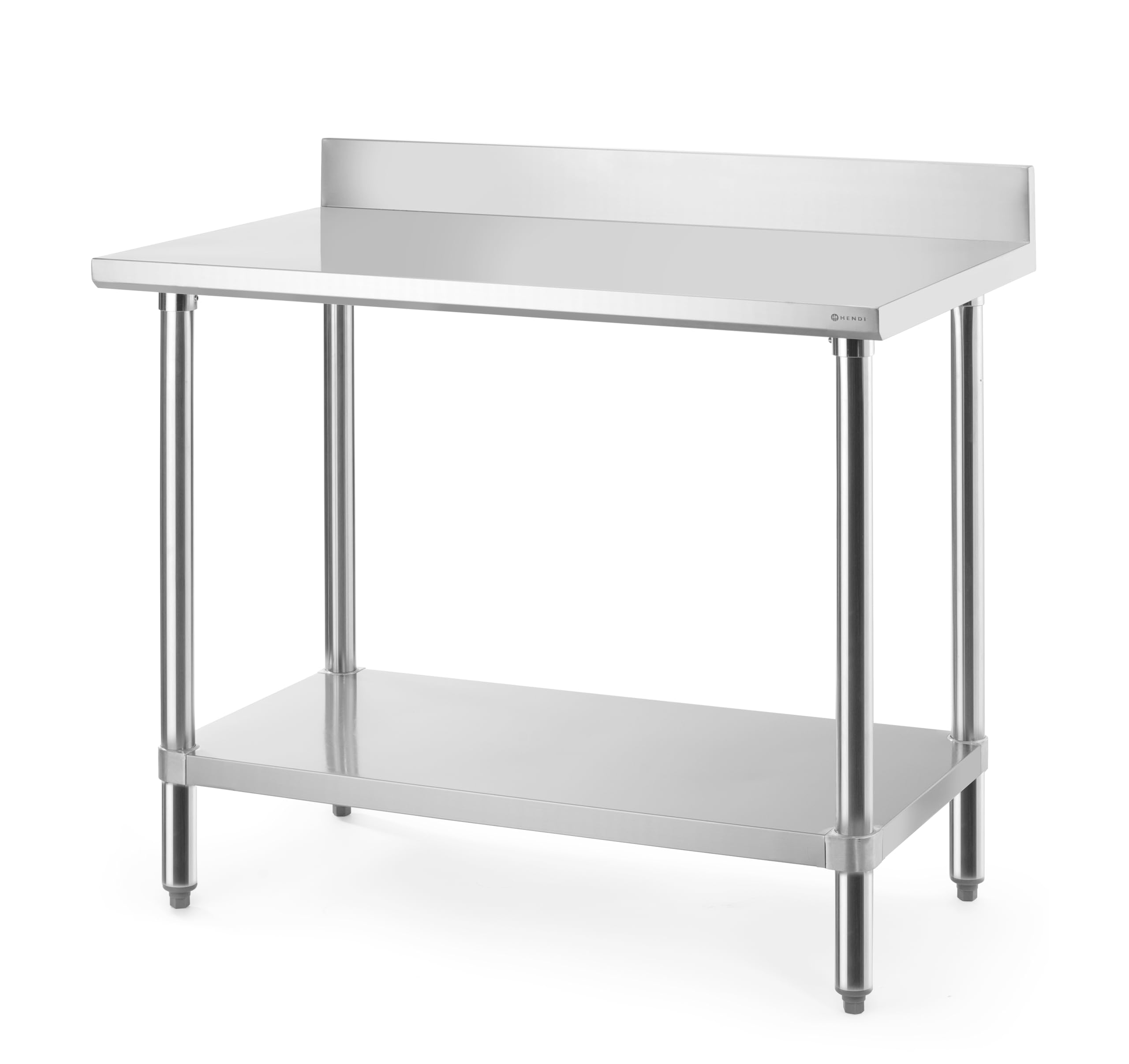 HENDI Mesa de trabajo con peto trasero, estante inferior, 1000x600x(H)950mm, acero inoxidable