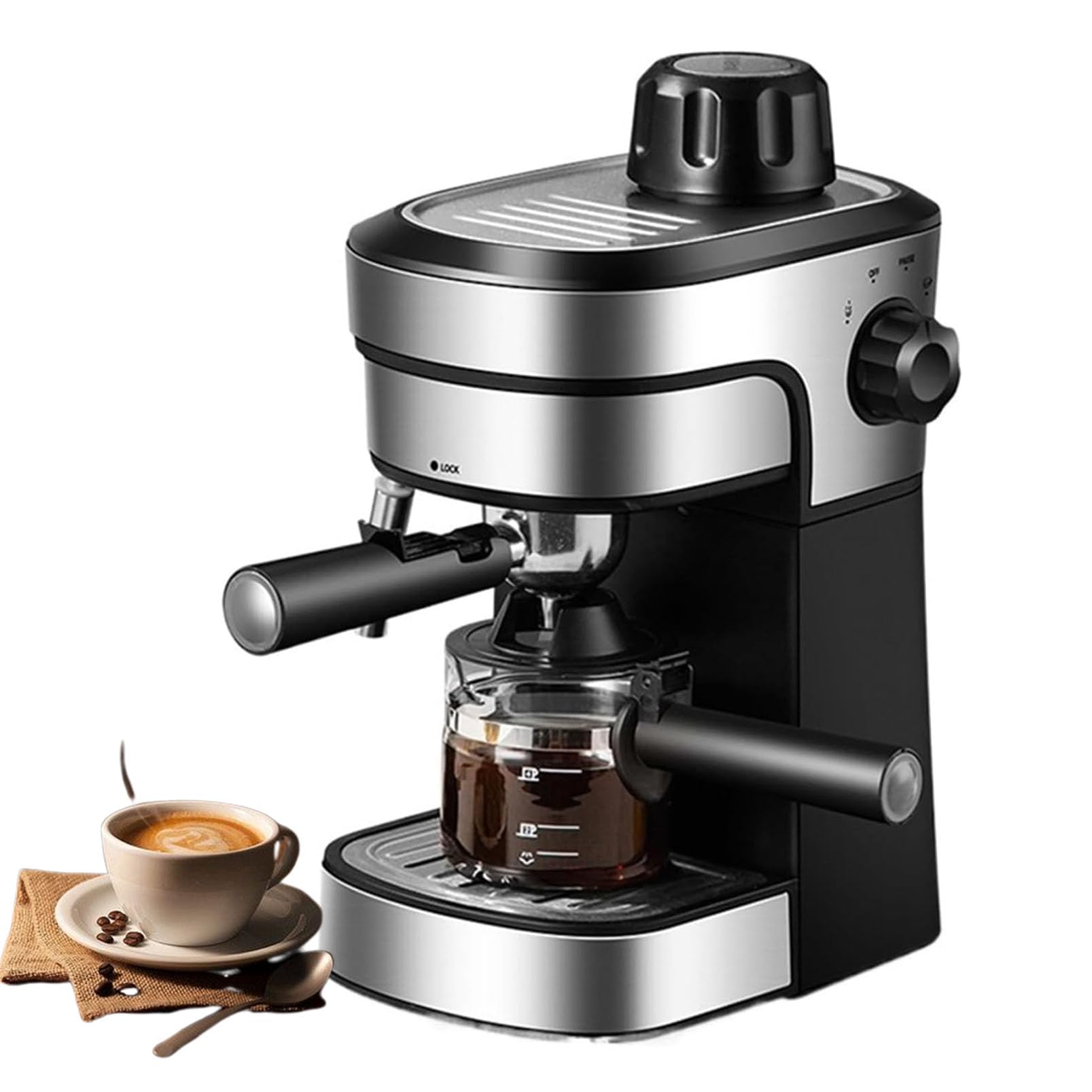Machines à café cappuccino, mini cafetière avec mousseur à lait | Filtre de qualité alimentaire, petite cafetière goutte à goutte automatique pour la maison, le bureau