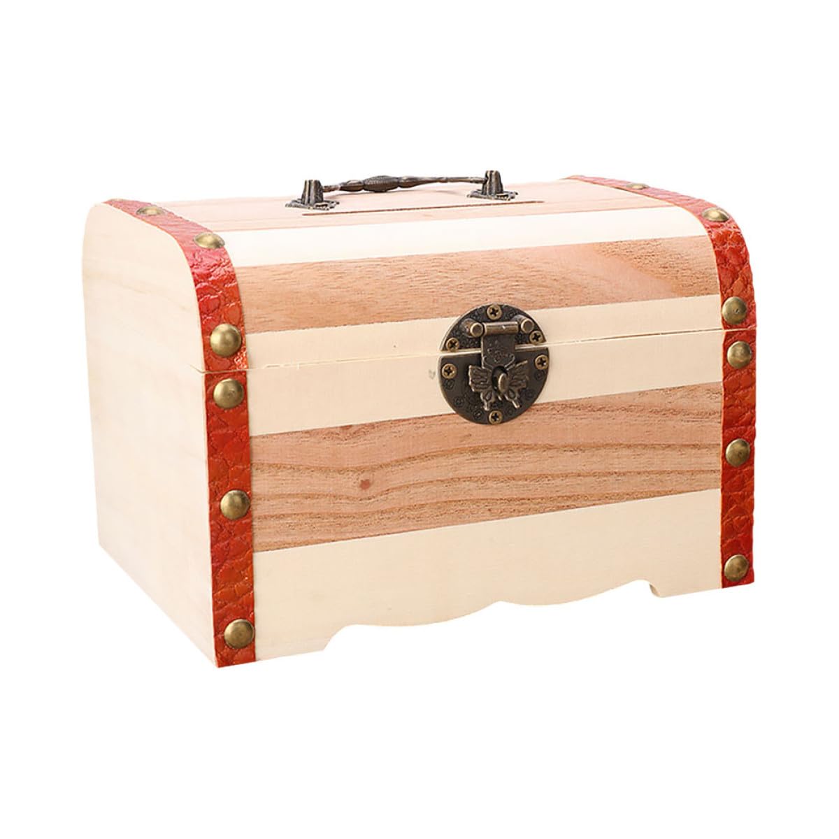 Abaodam Tirelire Coffre à Monnaie en Bois Serrure, Boîte à Trésor Marron pour Garçon et Filles, pour Cultiver L'habitude D'économiser et Conserver la Monnaie
