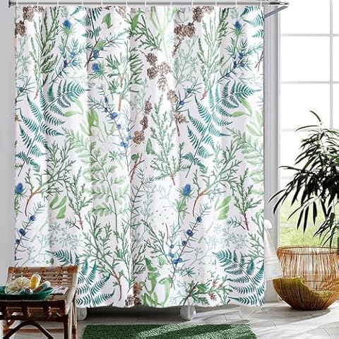 Aldopein Green Botanical Shower Curtain Set Cover