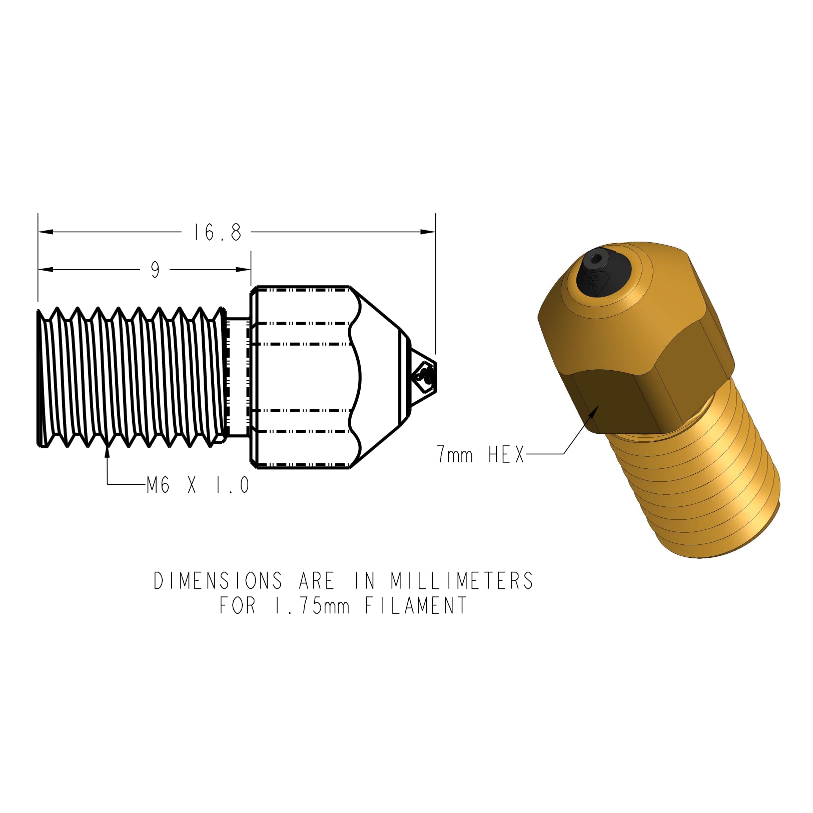 DiamondBack Creality Spider Compatible Nozzle - 0.6mm