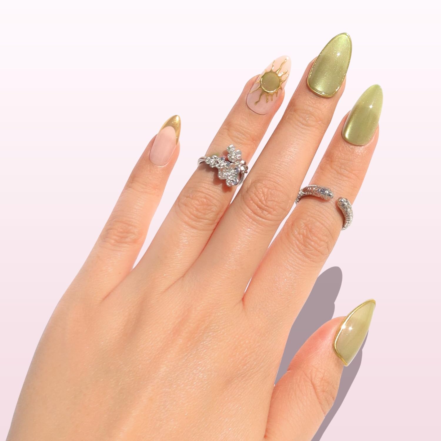 Nail Reformation Nägel zum Aufdrücken, Smaragdgrün, mittlere Mandel, 30