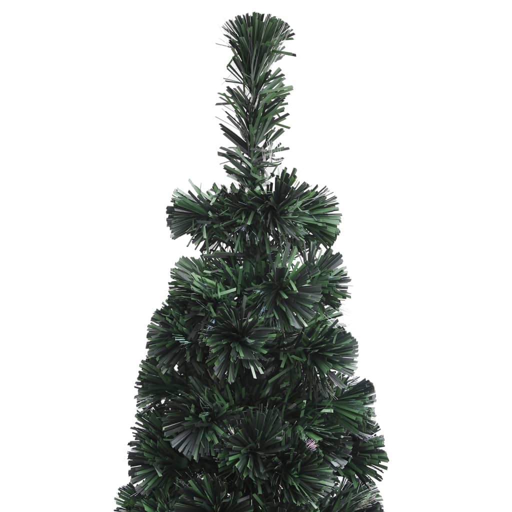 Künstlicher schlanker Weihnachtsbaum 240 cm mit Glasfaser-Lichtleitern und Ständer, mehrfarbige LED-Beleuchtung (Rot, Gelb, Grün, Blau, Lila), energieeffizient, wiederverwendbar