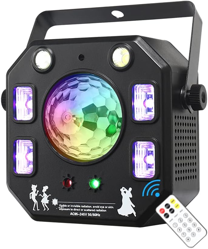 Party Light DJ Light, WorldLite LED Stage Light 4 in 1 with Magic Ball, LED Pattern Lights, LED Strobe Light and UV Effect, Great for Stage & DJ Lighting, Wedding Church Party Club Disco Lighting