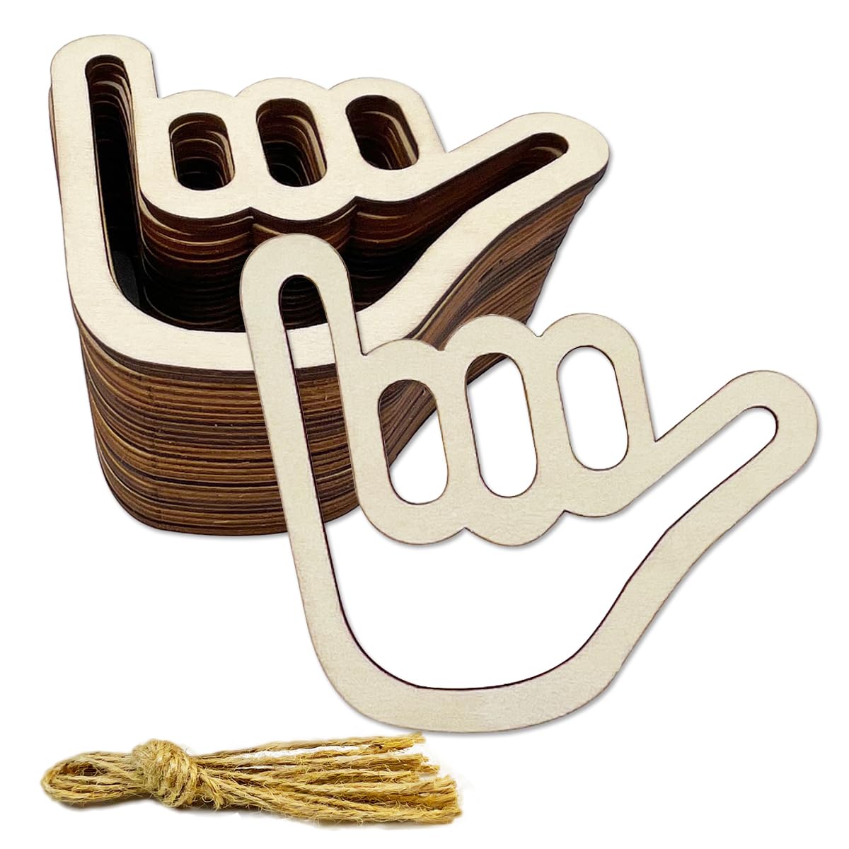 30 Pack 4 Inch Wood Shaka Crafts Unfinished Wood Shaka Cutouts Wooden Shaka Hanging Ornaments DIY Shaka Craft Gift Tags for Home Party Decoration