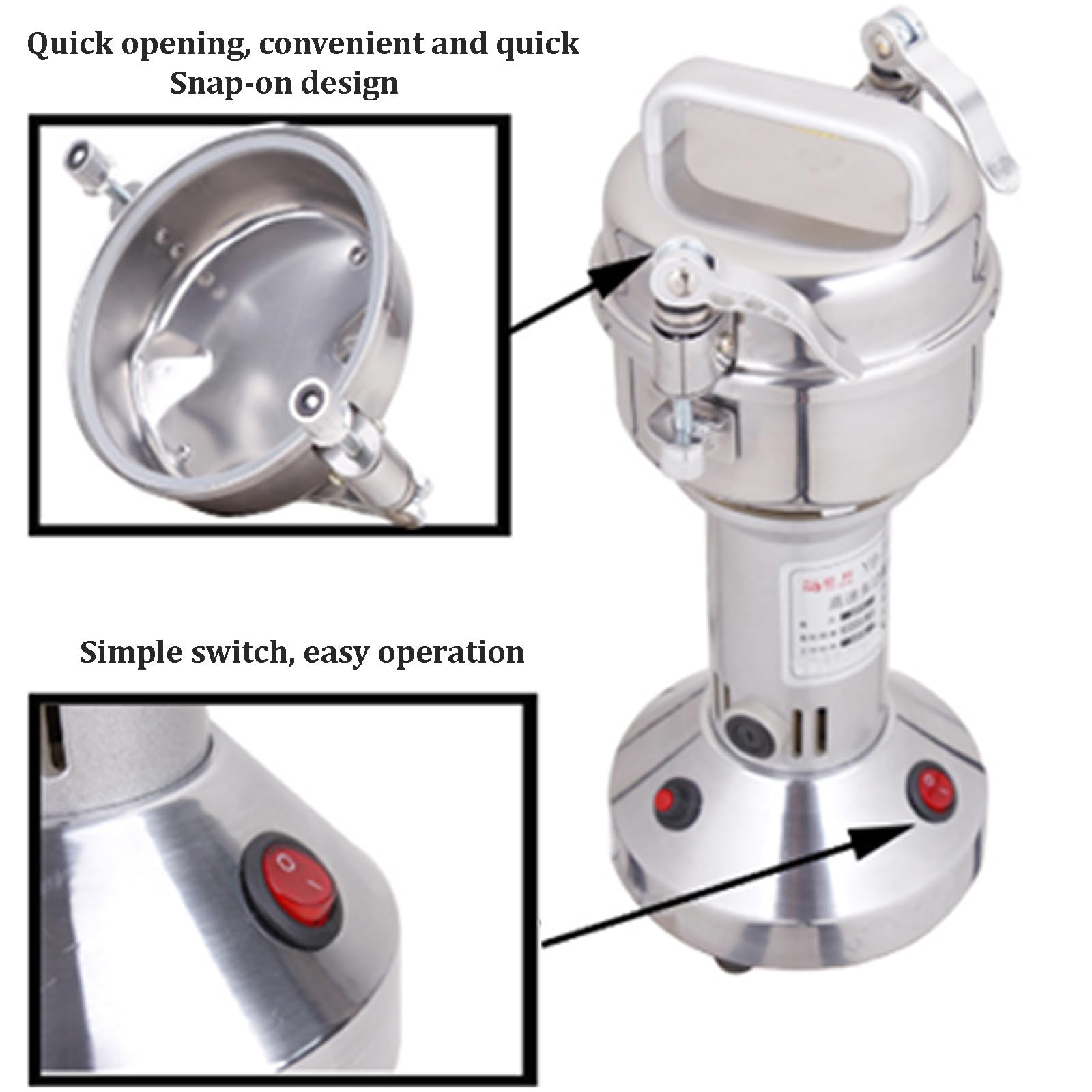 Broyeur à Grains Broyeur à éPices éLectrique Commercial Broyeur à Sec En Acier Inoxydable La Machine De Broyage Peut Rapidement éCraser Toutes Sortes D'Aliments