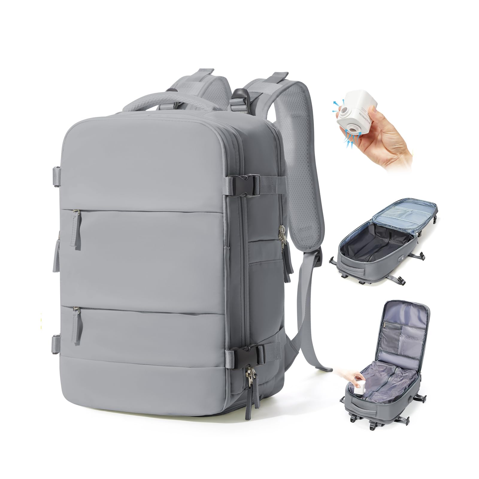 BJLFS Zaino Ryanair 40x30x20 Sottovuoto con pompa Zaino da Viaggio aereo Cabina 40x30x20 Impermeabile Bagaglio a Mano Wizzair Sottovuoto Borse da Cabina per Easyjet 45x36x20 Zaino Airback Donna