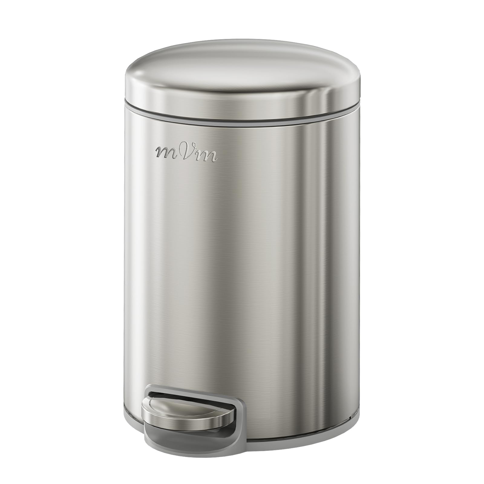 mVm 12L Kitchen Bin, Stainless Steel Bin with Lid, Pedal Bin, Silver