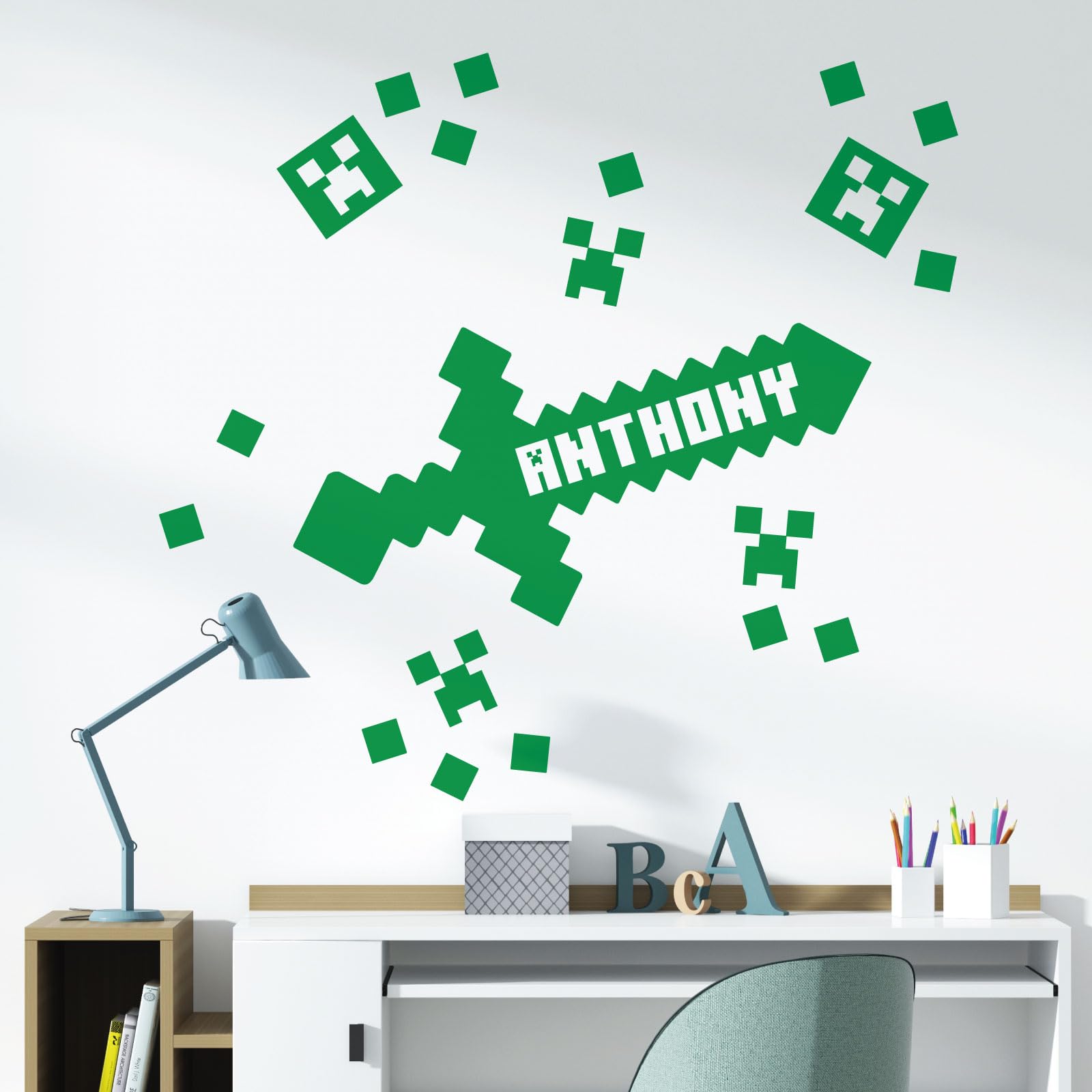 Gaming Mine Inspired Personalised Name - Gamers Bedroom Wall Sticker [XLarge] [Cactus]