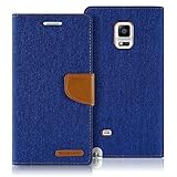 GOOSPERY Canvas Wallet for Samsung Galaxy Note Edge Case (2014) Denim Stand Flip Cover (Blue) NT4E-CAN-BLU