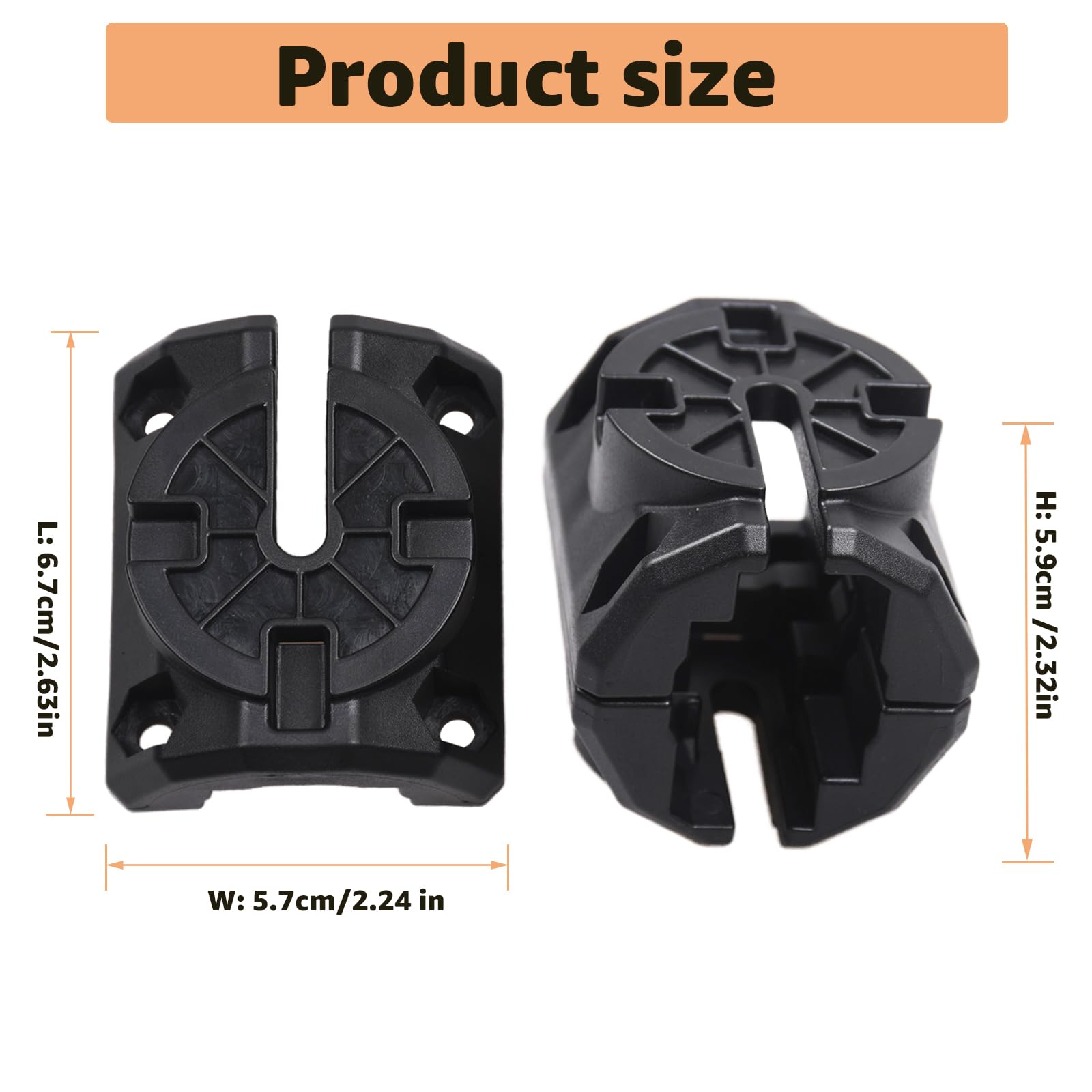 Yubunt Kayak Rail Adapter Fishing Accessories, Rail Adapter Replacement Parts, Compatible with Hobie H and MightyMount Duo Rails(Black 2 Set)