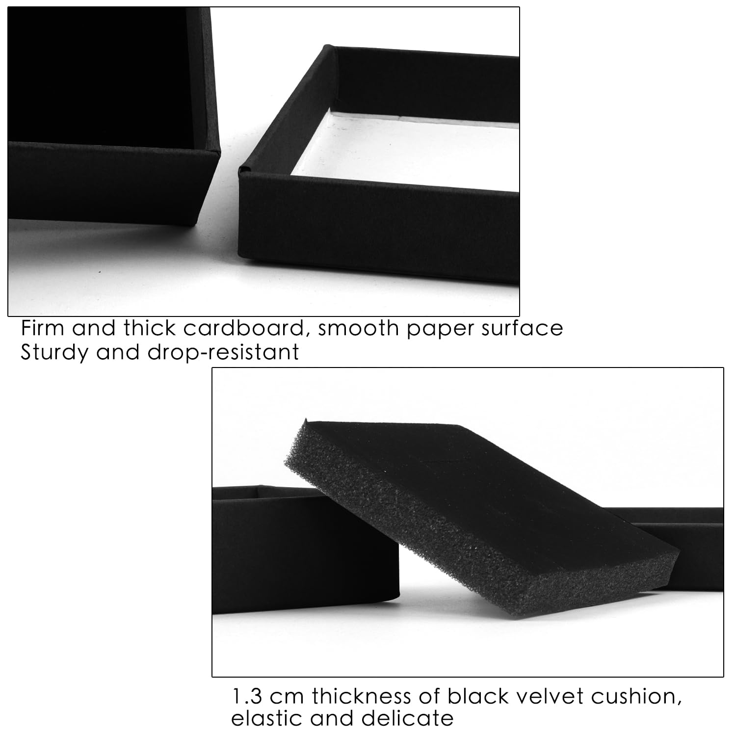BENECREAT 12 Pack Kraft Square Jewelry Boxes - 3.34x3.34x1.37 Inch With Black Velvet Cushion - View #11