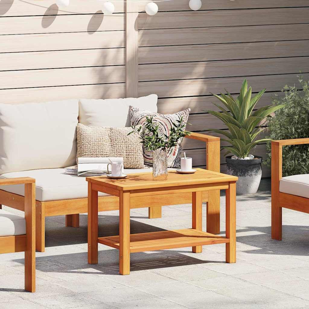 Hothingwell Beistelltisch, Akazienholz, massiv, 70 x 40 x 45 cm | Rustikal, langlebig, für Garten, Terrasse, Innenbereich, einfache Pflege, feuchtes Tuch