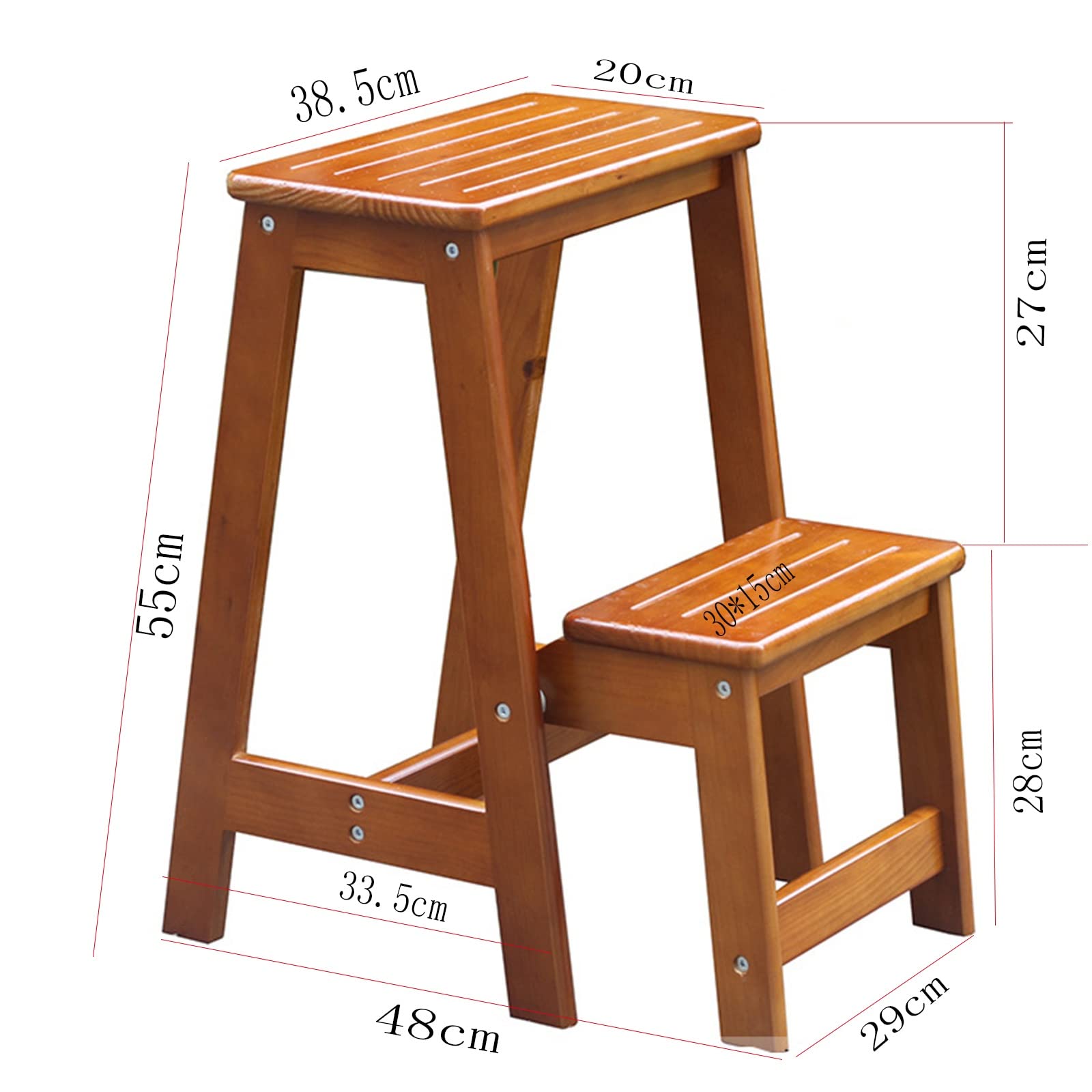 Scaletta Pieghevole 2 Gradini GIANTEX - In Legno Di Abete, Portapiante E Sgabello, Carico 250kg - Foto 4