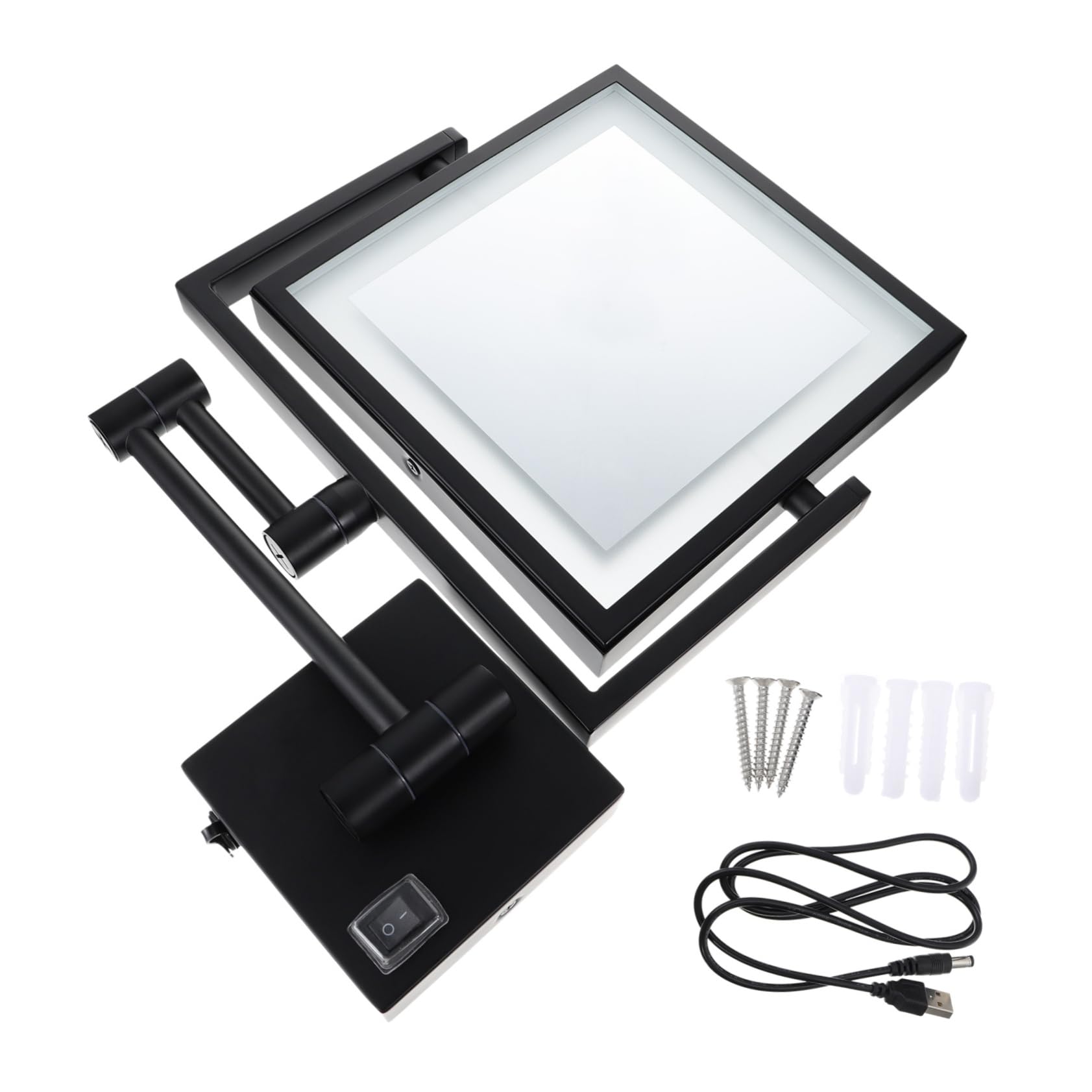 Miroir de maquillage LED rond mural pratique et transportable pour cosmétique
