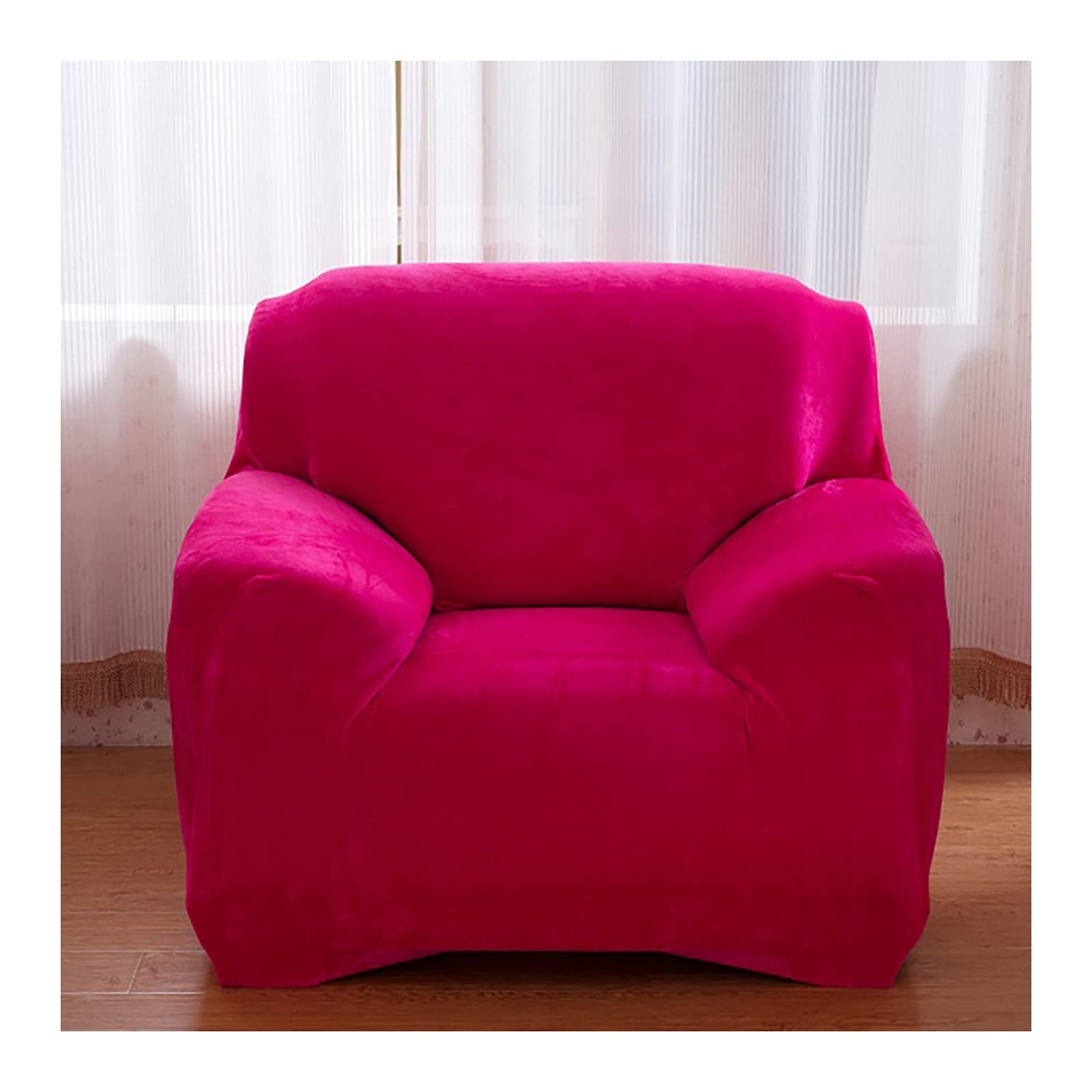 Housse de canapé 1 place extensible 90-140cm pour protéger un sofa usé rose