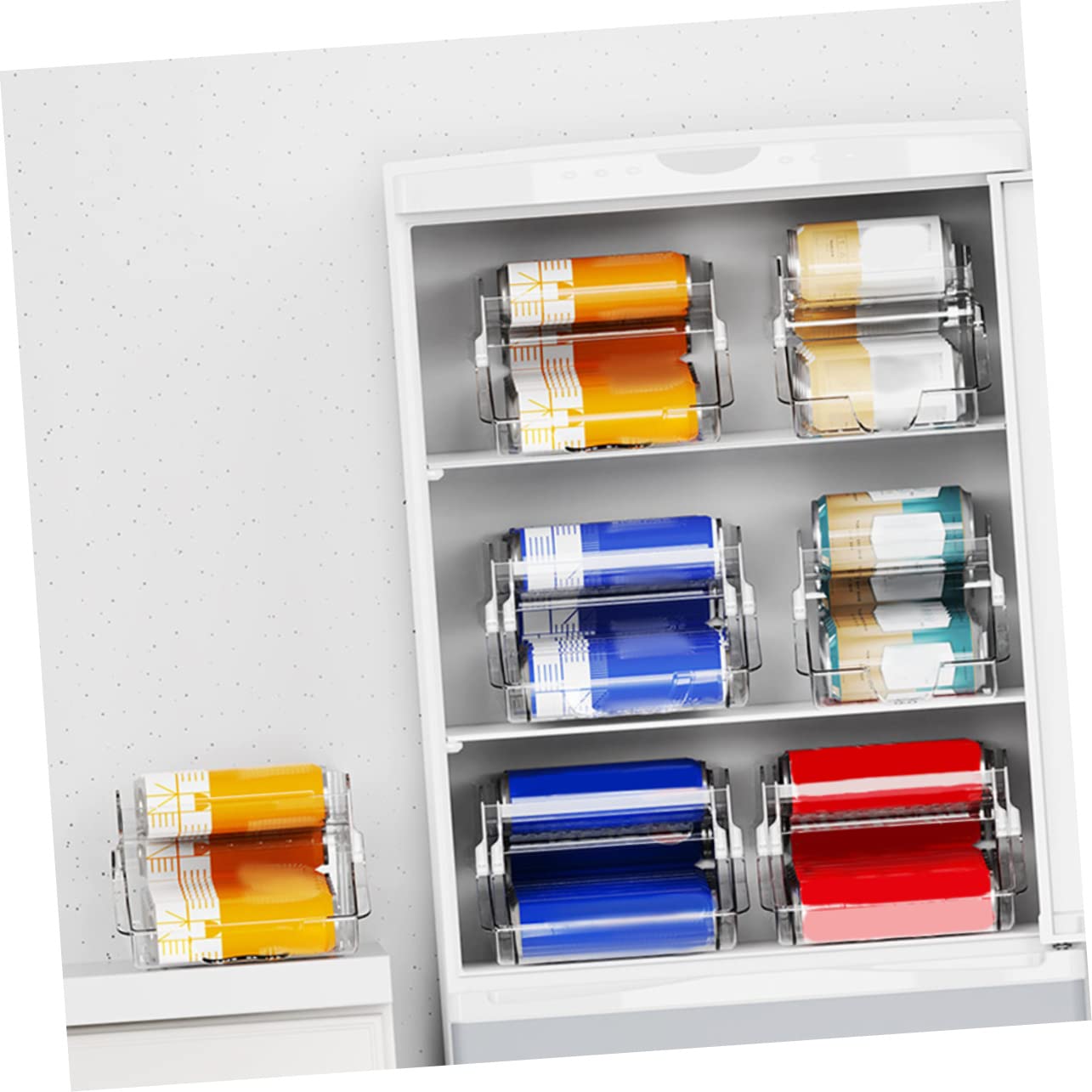GLEAVI Dispensador de Latas Doble Capa de Plástico para Refrigerador | Caja Transparente, Organizador de Refrescos, 1 Pieza, Diseño Apilable para Tienda y Apartamento