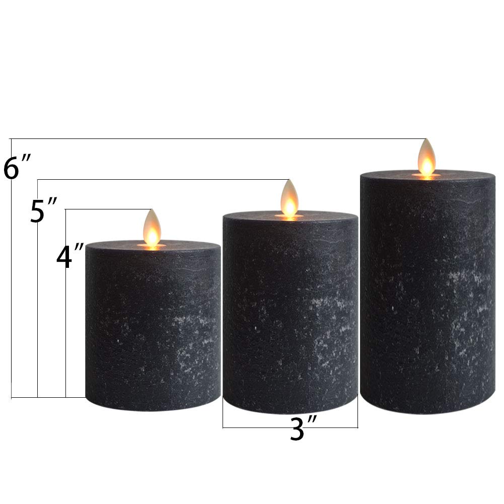 smtyle Halloween Black Flameless Candles Home Decor Set of 3 Battery