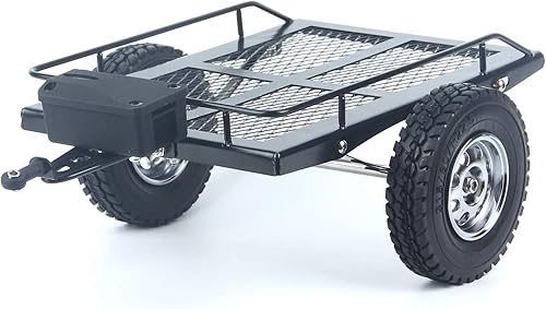 LCX Carreras 1/10th RC Crawler Car Heavy Duty Metal Trailer RC Crawler Hooper Trail Cargo Carrier Kit de metal para Axial SCX10 SCX10 II TRX4 TRX6