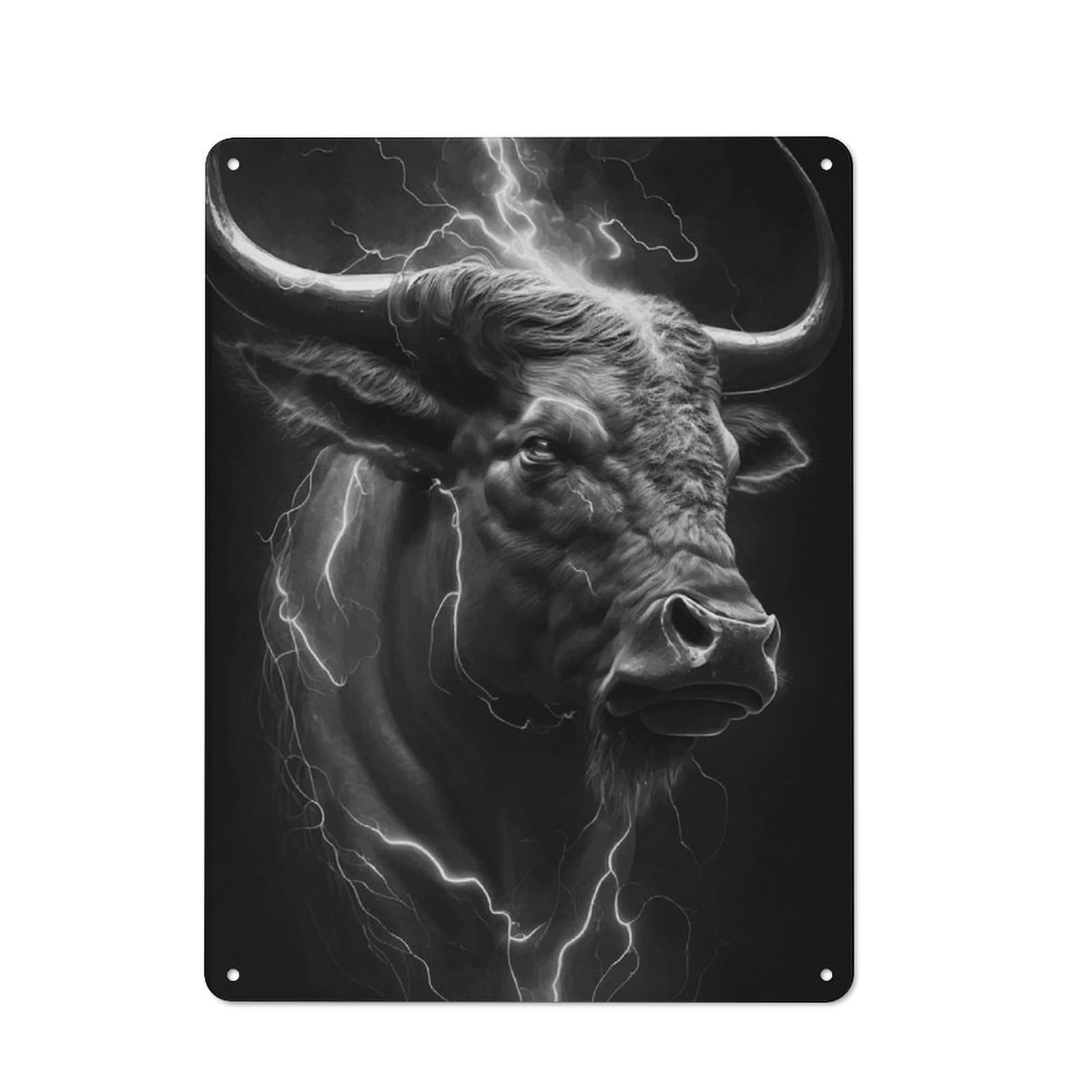 Junmoney Black Bull Head Vintage Tin Sign 40X30cm Featuring Porch Wall Decor For Patio Bar, Workshop, Shed Or Kitchen