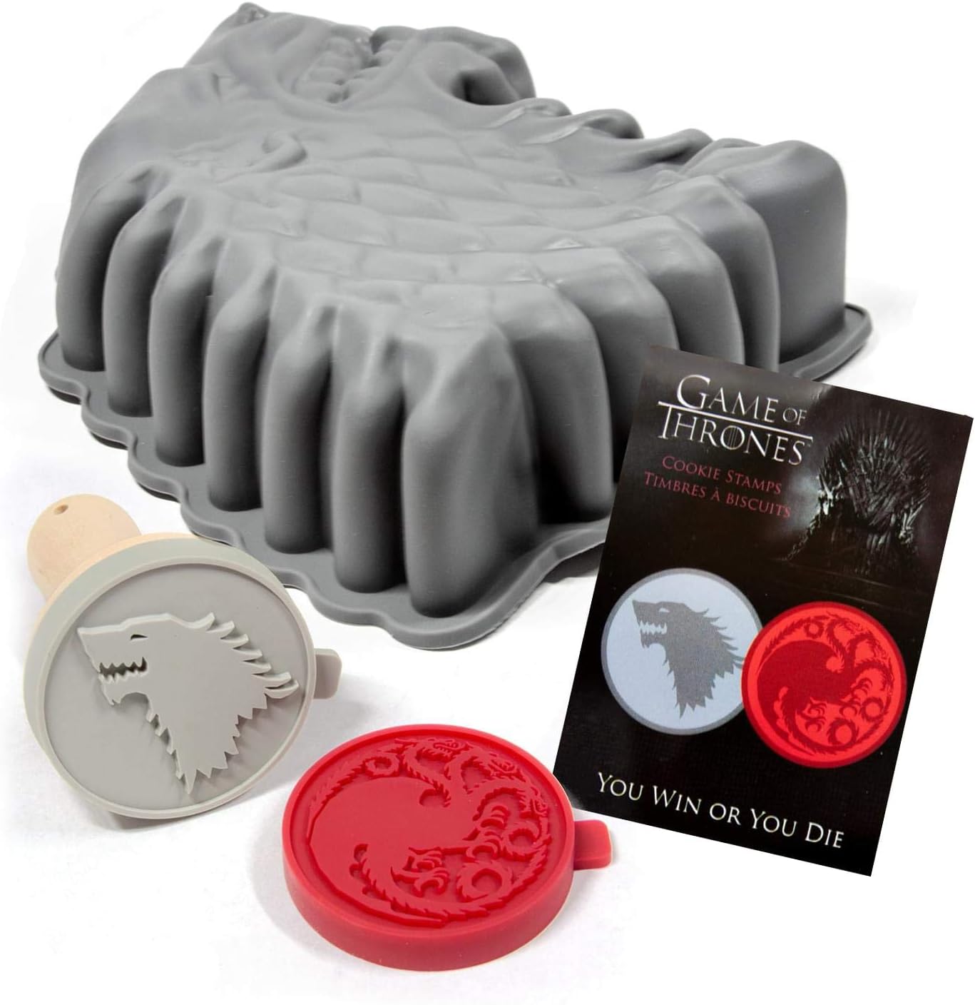 Game of Thrones Baking Set | Includes Cookie Stamps and Silicone Cake Pan | Cookie Press, Bakeware Pan, Baking Mold For Homemade Cakes, Breads | Geeky Kitchen Essentials