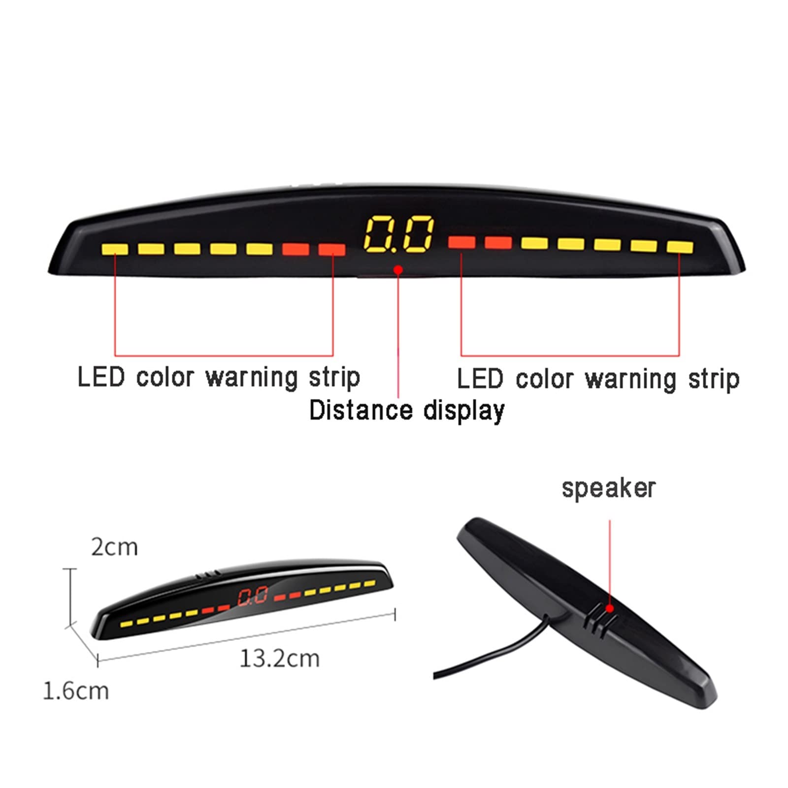 NOCHE Capteur De Recul Détecteur Voiture Parktronic Affichage LED Automatique Kit Assistance Inverse Moniteur Radar Secours Détecteur Voiture Stationnement (Couleur : Blanc)