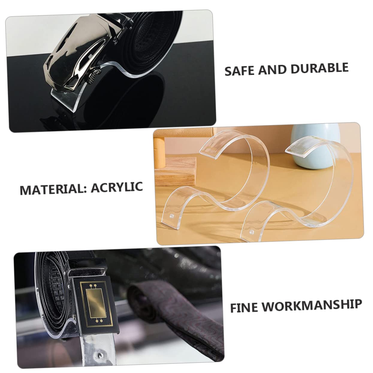 KOMBIUDA Acryl Gürtelständer mit Glatter Oberfläche und Grate S-förmige 10 Stück Transparenter Gürtelaufbewahrungsständer für Supermärkte und Zuhause
