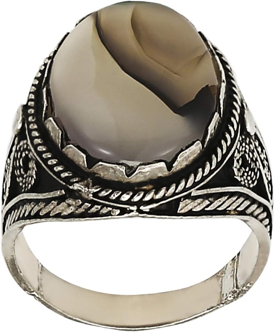 Unisex Silver 925 Aqeeq Ring - 9