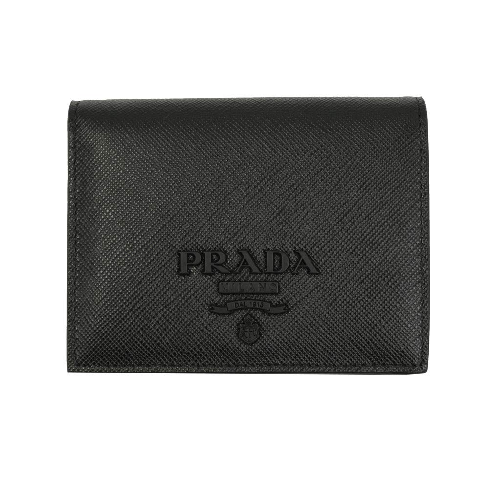 Prada Black Saffiano Leather Bii-fold Wallet 1MV204 Nero