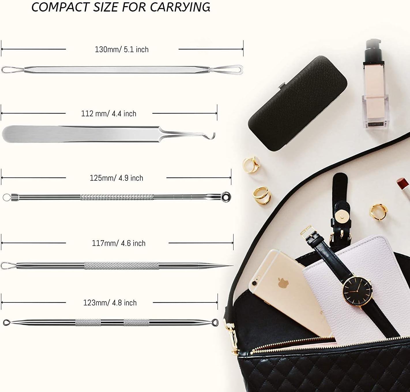 Takibird Blackhead Remover Pimple Popper Tool Kit Acne Comedone Zit Blackhead Extractor Tool for Face&Nose, Blemish Whitehead Extraction Popping for Man&Women,Leather Metal Box(5Pcs) : Beauty & Personal Care