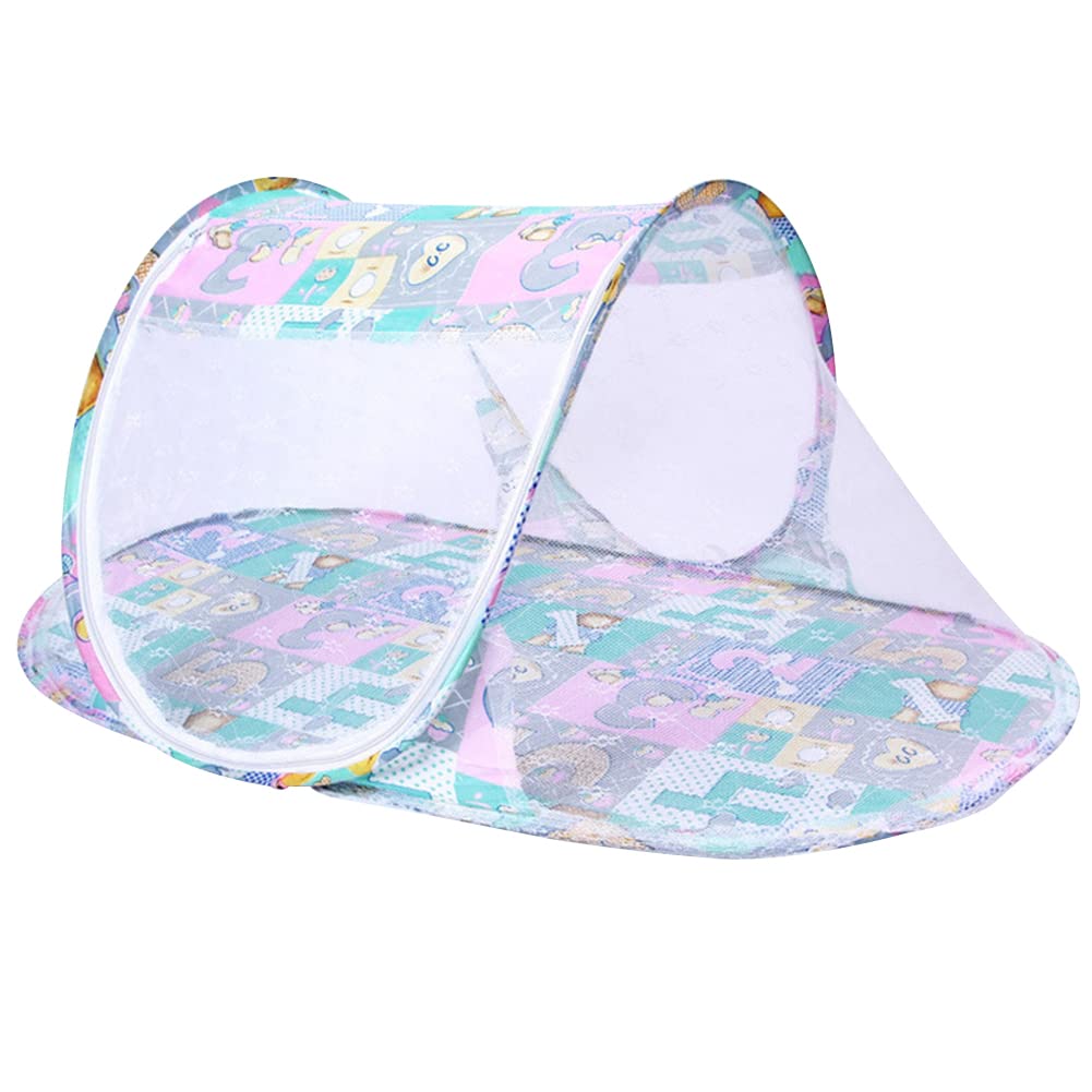 Cama de bebé Plegable portátil con Mosquitera para Bebés de 0-2 años para Tienda de campaña Viaje o Playa (Verde 110 * 65 * 60CM)