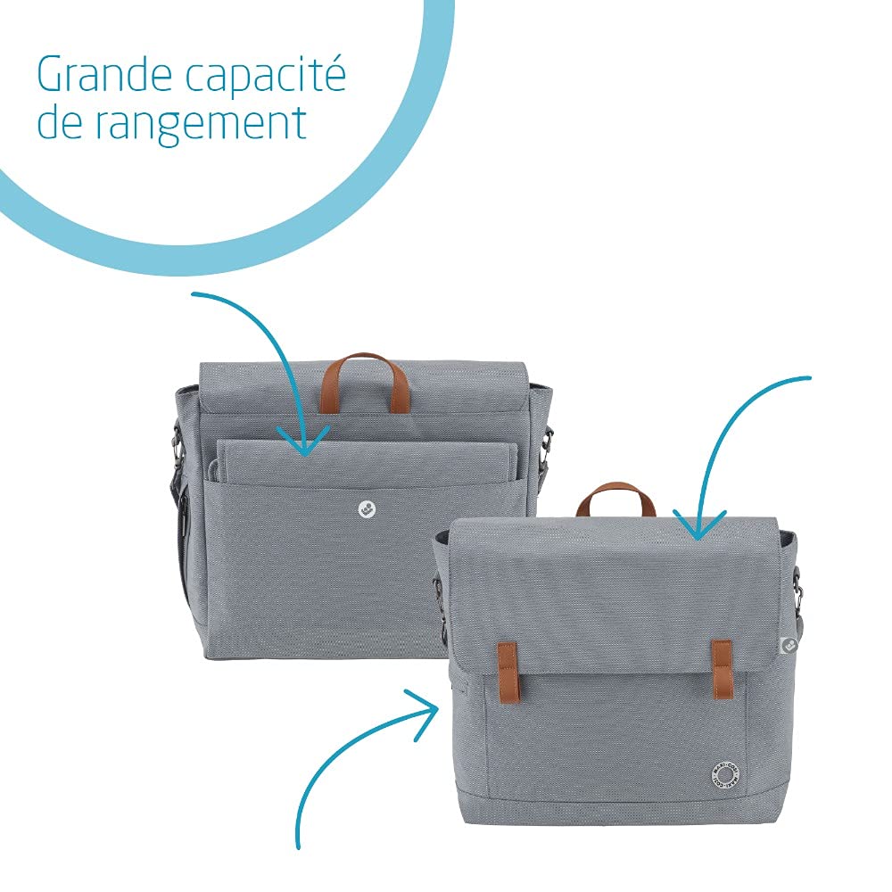 Maxi-Cosi Sac à Langer Modern Bag avec Matelas à Langer/Poche Isotherme, Essential Black (noir)