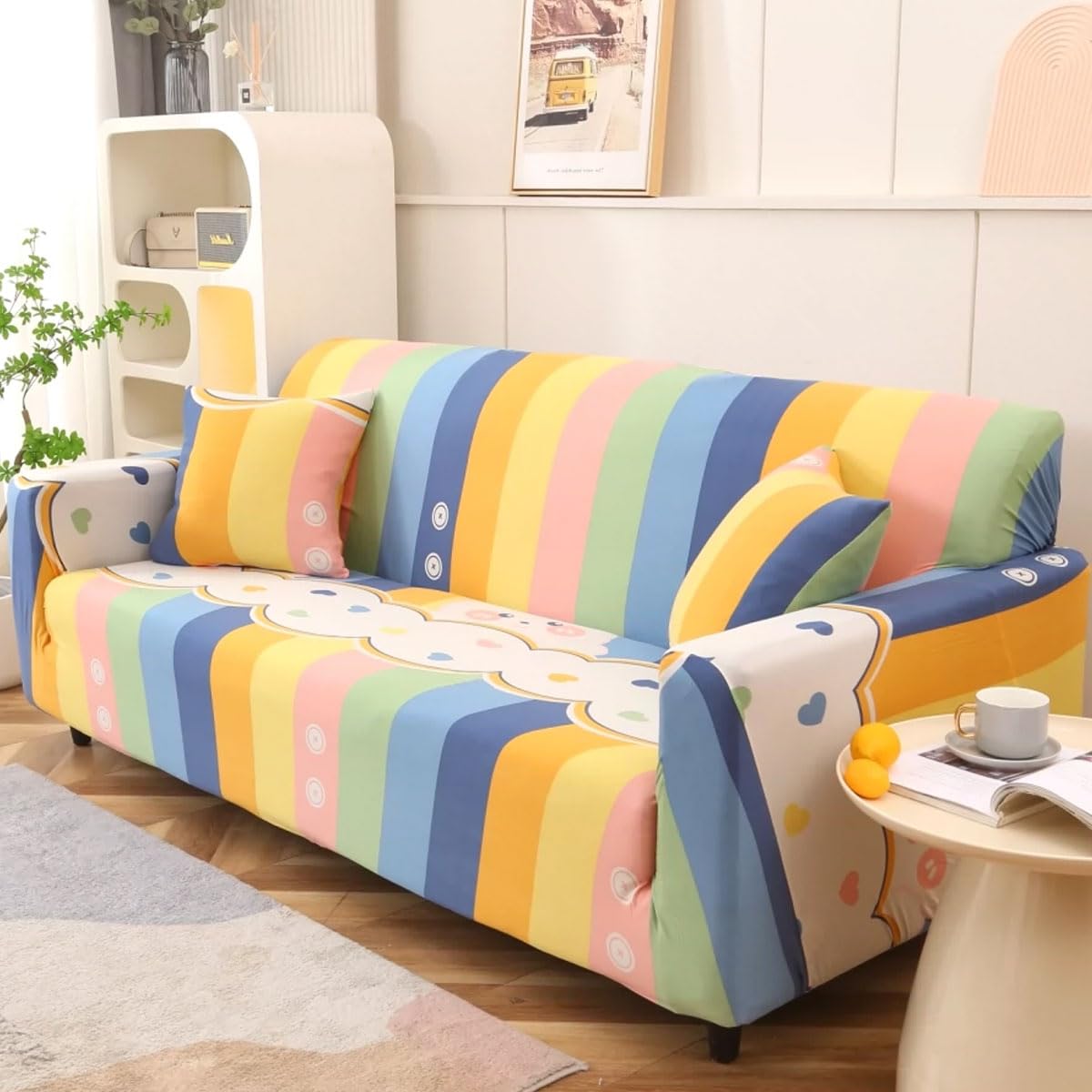 Qqwbhj H Sofa Covers 1 2 3 4 Seater Ig Stretc Couc Covers Printed Pattern Sofa Covers Universal Sofa Slipcover All-Inclusive Couc Covers Furniture Protector For D(Size:2 Seater (145-185Cm),Color:h)