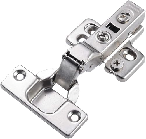 Miniatura 7 de Bisagra oculta con tornillos para puerta de armario, cierre suave, acabado de níquel, 10 unidades