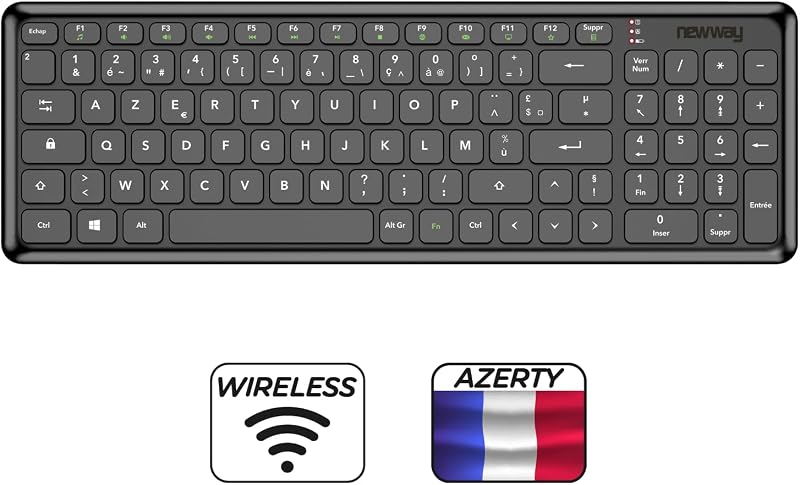 NEWWAY Vezeték Nélküli Billentyűzet és Egér Szett - Fekete, USB és WiFi Csatlakozás, Hordozható, PC Kompatibilis, ON-KM01F Modell
