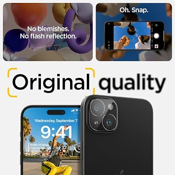 Spigen iPhone 15/15 Plus / 14/14 Plus ile Uyumlu Kamera Lens Camı Koruyucu GLAS.tR Optik (2 Adet) Şeffaf - AGL06916 (Spigen TR Garantili)