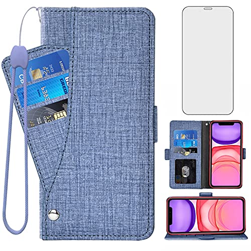 Asuwish Compatible with iPhone 11 6.1 Wallet Case Tempered Glass Screen Protector and Flip Cover Card Holder Cell Accessories Phone Cases for iphone11case iPhone11 i Phone11 XI 11R Women Men Boys Blue Asuwish Compatible with iPhone 11 6.1 Wallet Case Tempered Glass Screen Protector and Flip Cover Card Holder Cell Accessories Phone Cases for iphone11case iPhone11 i Phone11 XI 11R Women Men Boys Blue