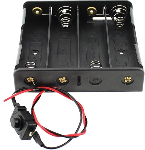 Miniatura 5 de 2 piezas 18650 soporte de batería serie 4 salidas 14.8 V 18650 soporte de batería con interruptor y ranura de alambre caja de almacenamiento de