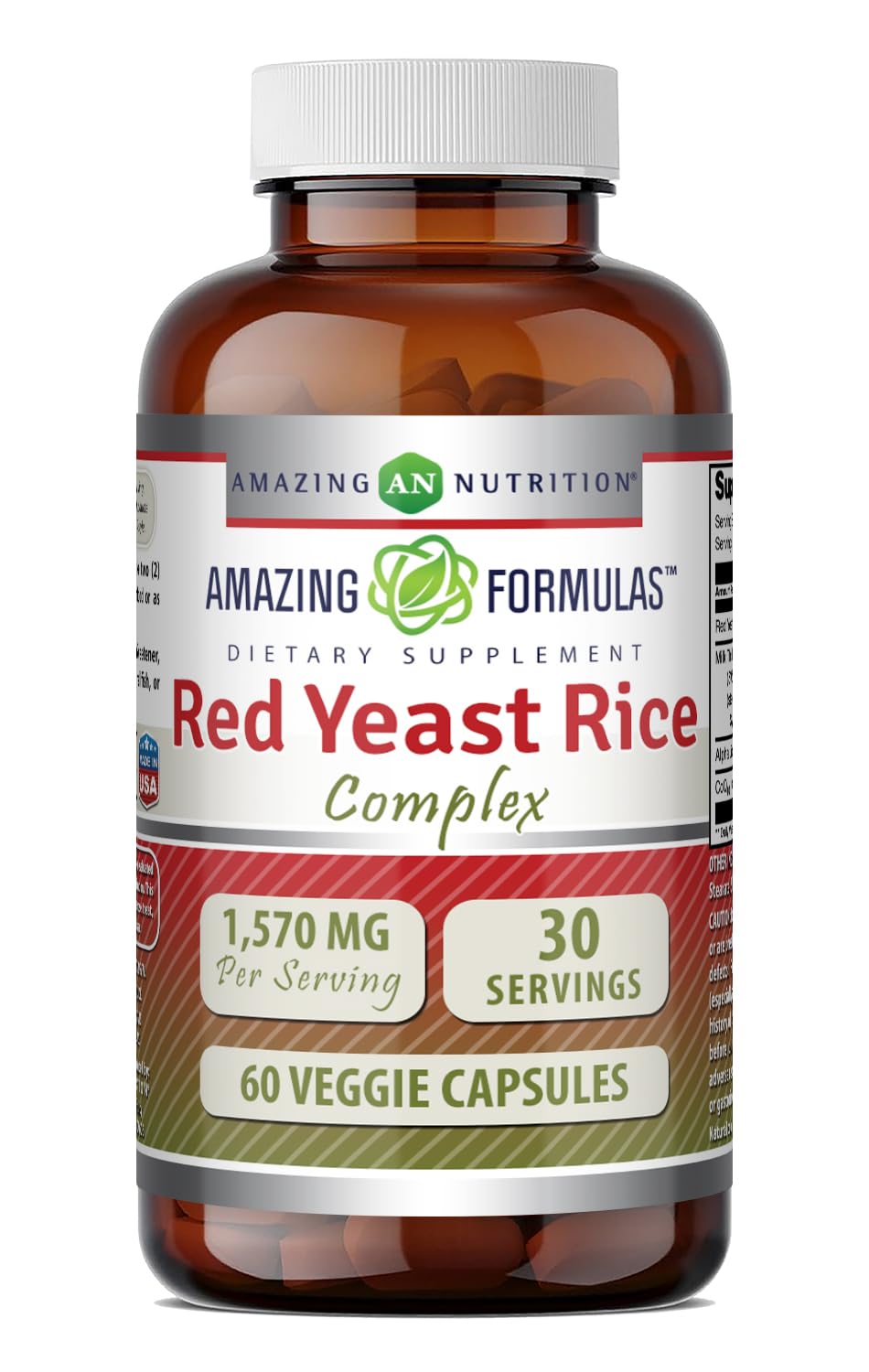 Amazing Formulas Red Yeast Rice Complex with CoQ10, Alpha Lipoic Acid & Milk Thistle Supplement |1570 Mg | 60 Veggie Capsules | Non-GMO | Gluten Free | Made in USA 60 count