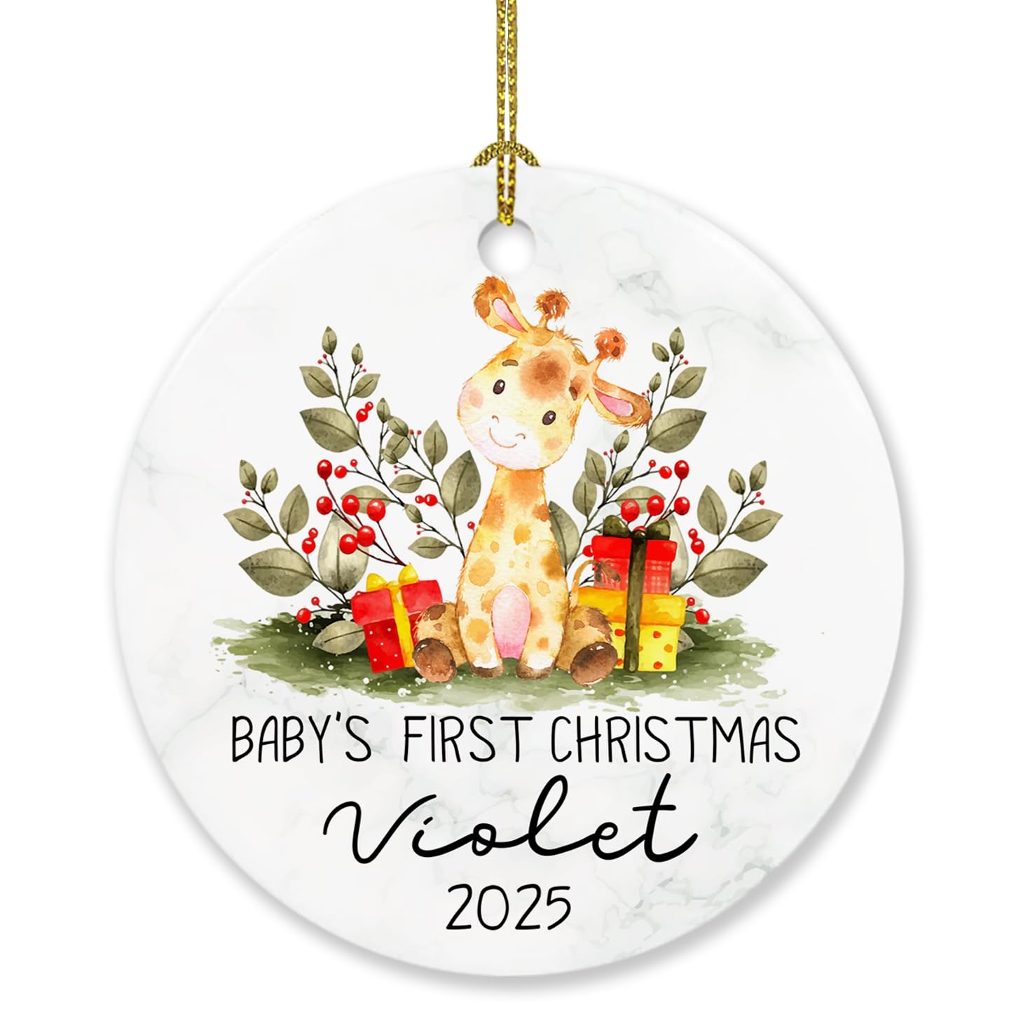 Giraffe Baby's First Christmas 2025 Ornament, Personalized Giraffe Baby 1st Christmas Ornaments Gift for Kids Newborn, Custom Name Giraffe Baby Boy Girl Xmas Ornament, Keepsake Ornaments Baby's First