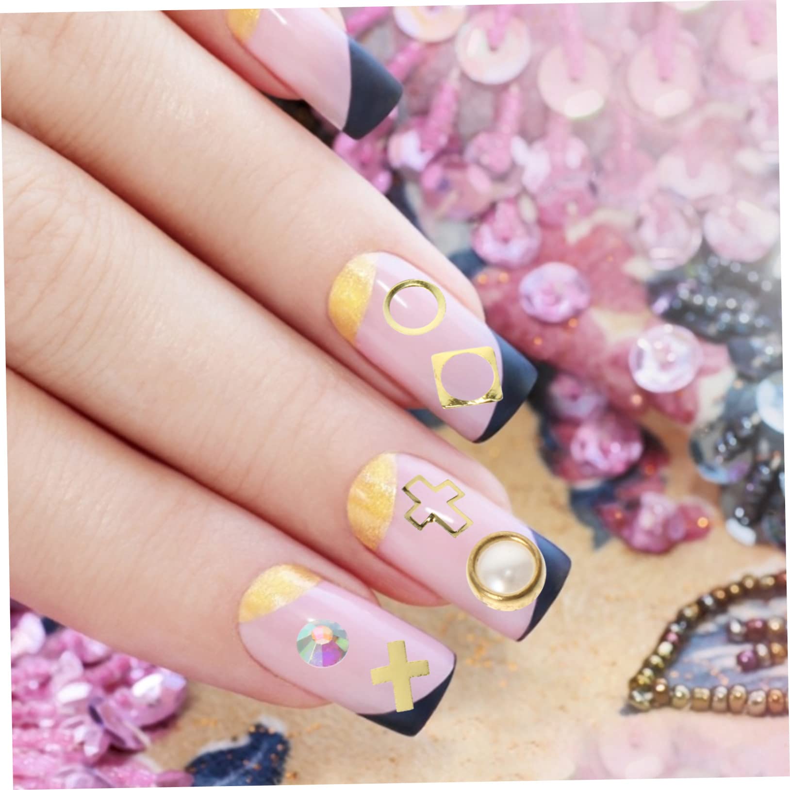 Beavorty 3 Set Di Gioielli Per Manicure in Lega Di Zinco Per Nail Art Borchie Con Rivetti Decorazioni Per Unghie Accessori Per Unghie Eleganti Decorazioni Per Manicure 9 Scatole*3