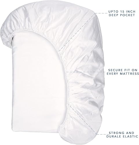 Miniatura 2 de Juego de sábanas de percal de 100 % algodón puro, 3 piezas, tamaño individual XL, para dormitorios universitarios, sábanas transpirables y cómodas