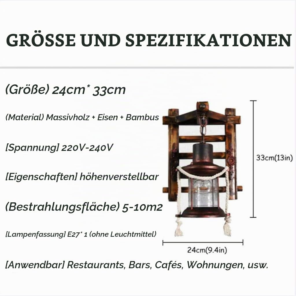 E27 Holz Retro Wandleuchte Kreativ Harz Vintage Antik Nostalgie Hanfseil Rustikale Wandlampe Glas Lampenschirm Korridor Treppen Schlafzimmer Gang Cafe Bar Esszimmer Küche Wohnzimmer Kronleuchter