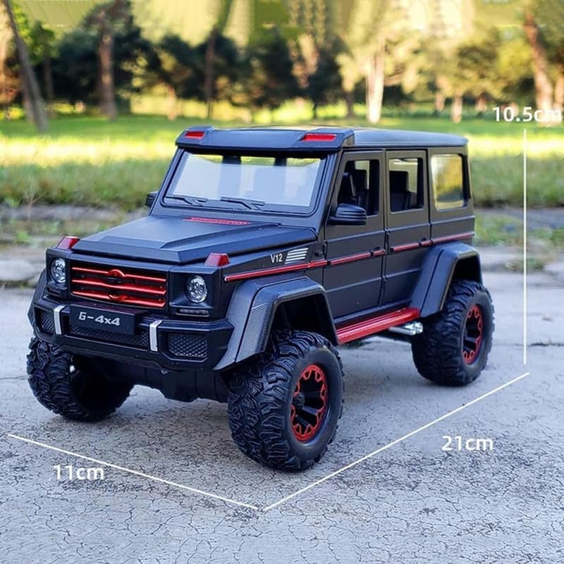Image of Kids Model 1:24 AMG 4X4 Die Cast Metal Car Pull Back Action Opening Doors with Realistic Engine Sound Lights Toy Car Gift for Boys - Black